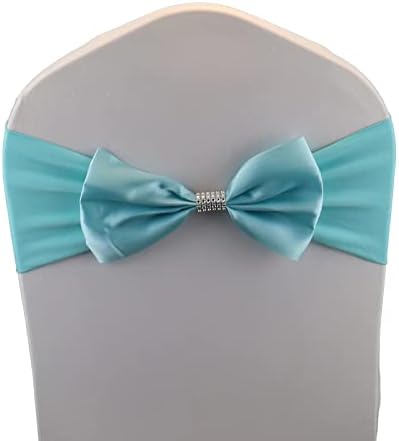 100 PCS Bows Stretch Chair Sashes, for Wedding Party Chair Cover Decoration, Spandex Stretch Chairs Bands (Pack of 100 Sky Blue by MYS+QiQi