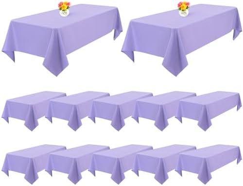 12 Pack Lavender Tablecloths for Rectangle Tables, 60 x 102 Inch by FXKS