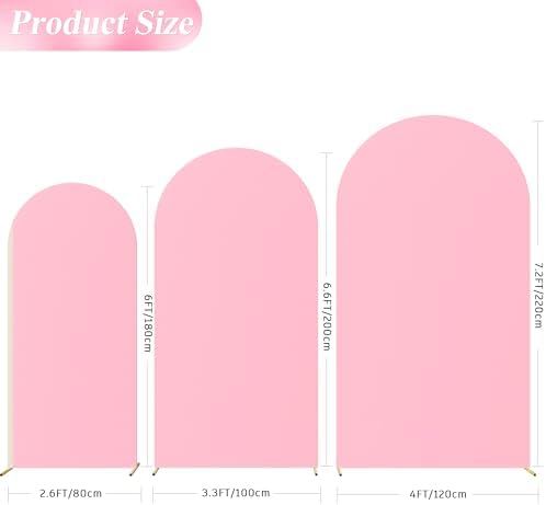 Wokceer Arch Backdrop Cover Pink Arch Covers Strethy Backdrop Set of 3 - Image 2