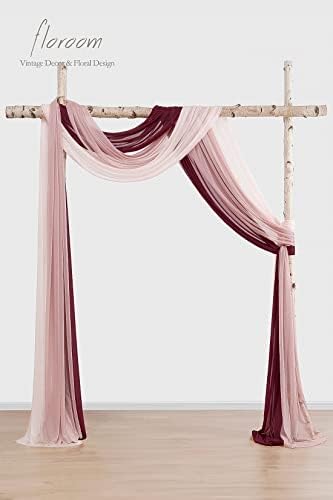 Floroom Wedding Arch Draping Fabric 3 Panels 20Ft Chiffon Fabric Drapes Arbor Drapery Wedding Ceremony Reception Swag Decorations (Burgundy +Dusty Rose +Blush) - Image 2