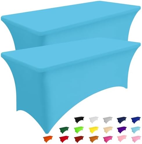 Smiry 2 Pack Spandex Table Cloth 5FT, Elastic Fitted Blue Mist Tablecloth by Smiry