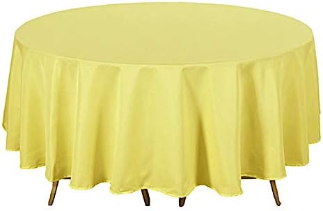 BalsaCircle 6 pcs 90 inch Yellow Round Washable Polyester Easy-Care Tablecloth for Indoor and Outdoor Bridal Shower Wedding Table Buffet Table Parties Kitchen Dining by BalsaCircle