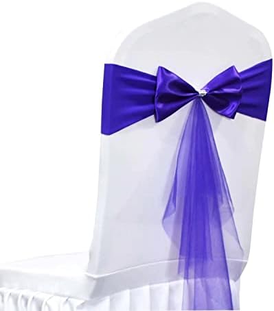 Polyester Stretch Chair Sashes Bands Organza Sash Bows Spandex Bows for Party Birthday Hotel Wedding Banquets Decoration (Blue Purple 50 PCS) by LIZIMI