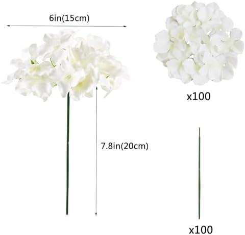 Artificial Flowers Silk Hydrangea Heads with Stems Fake Flowers for Wedding Home Party Shop Baby Shower Decor (White) - Image 7