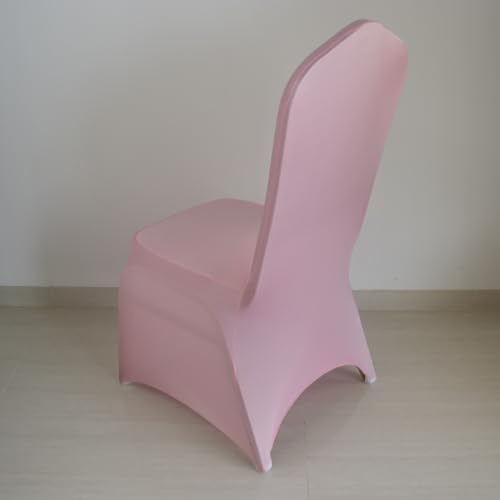 30 80 100Pieces White Wedding Chair Covers Stretch Polyester Spandex for Wedding Party Banquet Seat Covers (Pink, 10PCS) - Image 4