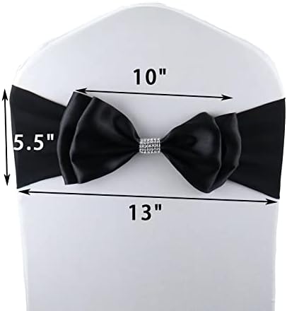 20 PCS Double Bows Stretch Chair Sashes, for Wedding Party Chair Cover Decoration, Spandex Stretch Chairs Bands (Pack of 20 Black) - Image 6