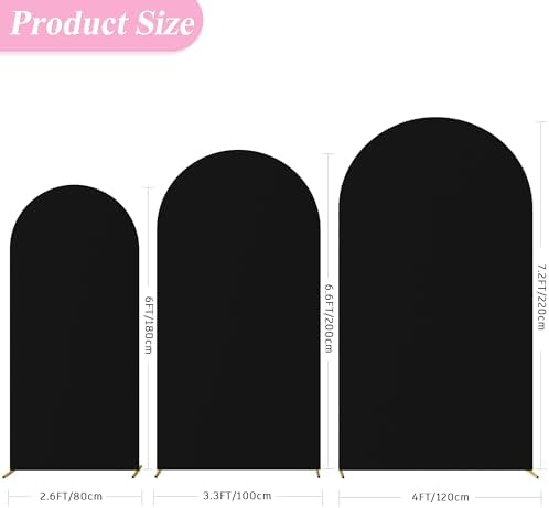 Wokceer Arch Backdrop Cover Black Arch Covers Strethy Backdrop Set of 3 - Image 2