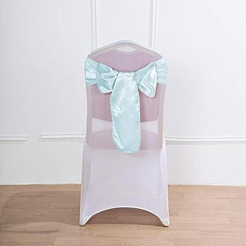 Balsa Circle 50 Light Blue Satin Elegant Chair Cover Bows Sashes Wedding Banquet Decorations Party Supplies Engagement Events Reception - Image 3