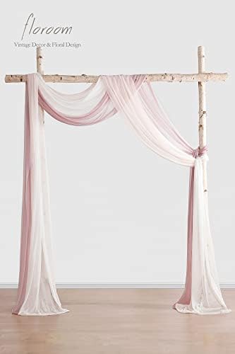 Floroom Wedding Arch Draping Fabric 3 Panels 20Ft Chiffon Fabric Drapes Arbor Drapery Wedding Ceremony Reception Swag Decorations (Dusty Rose +Blush +White) - Image 2