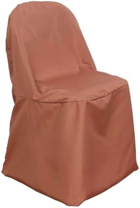 Efavormart 1 Set Terracotta Linen Polyester Folding Chair Covers for Dining Chairs Party Wedding Banquet Outdoor Event Catering Slipcovers - Image 7