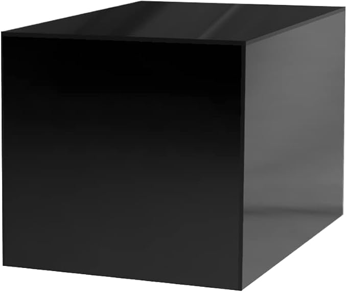 4 Inch Acrylic Display Riser Box with One Open Side Versatile Glossy Black Square No Assembly Lucite Retail Product Platform or Merchandise Storage Bin by Marketing Holders by MarketingHolders