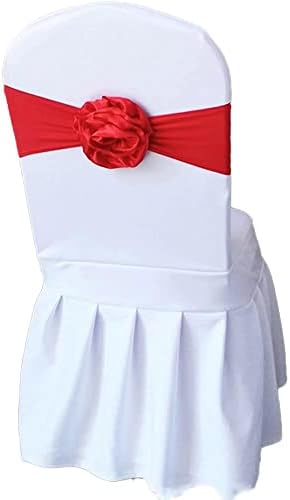 Spandex Stretch Flower Chair Sashes Chair Bands Polyester Bows for Party Hotel Wedding Banquets Decoration （Red 12 PCS） by LIZIMI