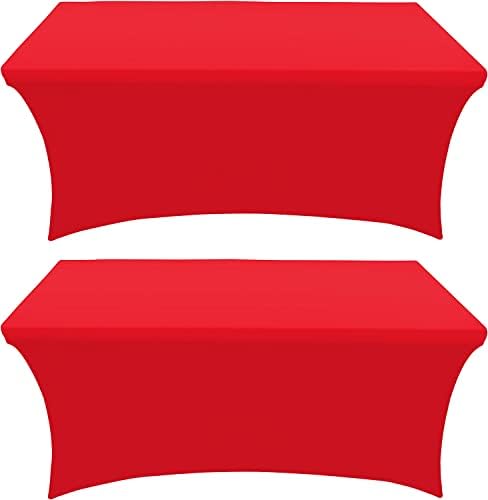 Banquet Tables Pro 6 ft Red 2 Pack Stretch Tight Fit Spandex Rectangular Folding Tablecover for 30Wx72Lx30H Folding Patio Tables, Banquet,Party by BanquetTablesPro