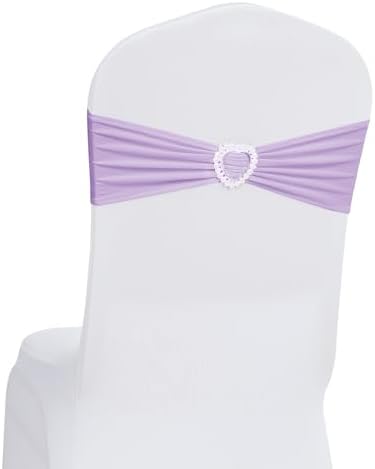 Pack of 30 Spandex Chair Sashes Bows Stretch Chair Cover Band with Buckle Slider Universal Elastic Chair Ties for Wedding Banquet Party Event Decoration (Lavender) by Howhic