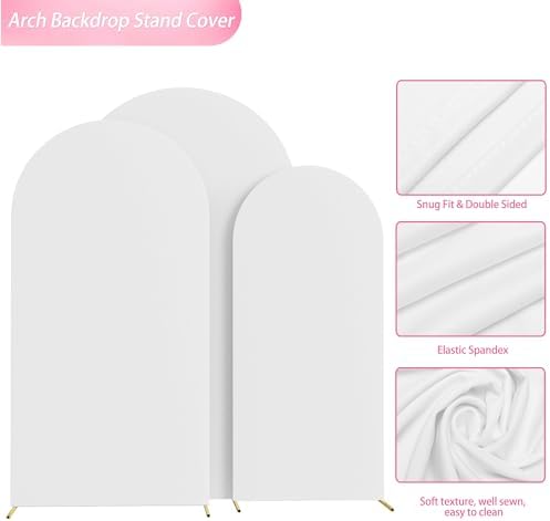 Wokceer Arch Backdrop Cover White Arch Covers Strethy Backdrop Set of 3 - Image 5