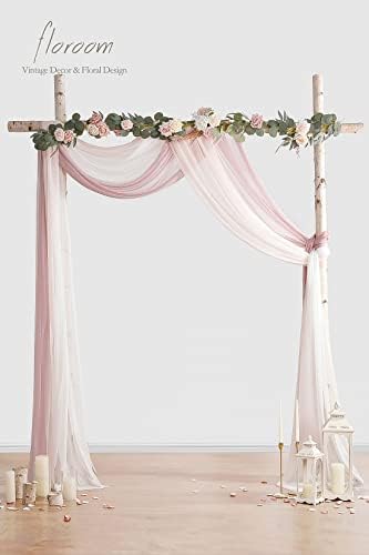 Floroom Wedding Arch Draping Fabric 3 Panels 20Ft Chiffon Fabric Drapes Arbor Drapery Wedding Ceremony Reception Swag Decorations (Dusty Rose +Blush +White) - Image 3
