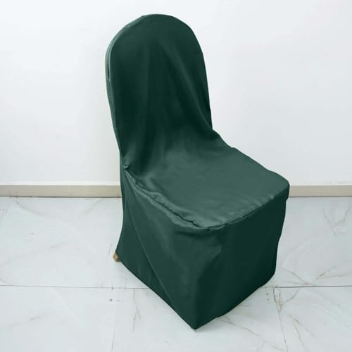 Efavormart 30PCS | Round Top Hunter Emerald Green Polyester Banquet Chair Covers Linen Dinning Chair slipcover for Wedding Party Event Catering - Image 2