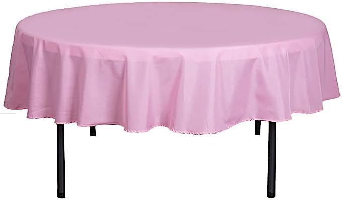 Balsa Circle 6 pcs 90 inch Pink Round Washable Polyester Easy-Care Tablecloth for Indoor and Outdoor Bridal Shower Wedding Table Buffet Table Parties Kitchen Dining by BalsaCircle