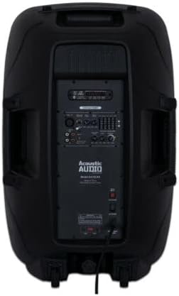 Acoustic Audio by Goldwood 15 Inch 1000 Watt Bluetooth LED Speaker System with RCA25 Pro Audio 25 Foot Stereo Cables, Red/White (2 Pack)