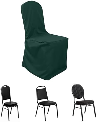 Efavormart 100PCS | Round Top Hunter Emerald Green Polyester Banquet Chair Covers Linen Dinning Chair slipcover for Wedding Party Event Catering by efavormart