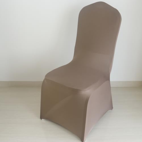 30 80 100Pieces White Wedding Chair Covers Stretch Polyester Spandex for Wedding Party Banquet Seat Covers (Camel, 80PCS) by Unknown