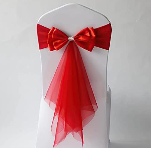 20Pcs Stretch Satin Chair Sashes Bows Chair Bands Decor for Hotel Wedding Reception Party Event Chair Cover Decoration Red by SXXLDNG