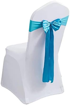 Pack of 6 Satin Stretch Chair Sash Bow, No Need Tied, Spandex Chair Bands, Chair Ribbons Bows for Hotel Wedding Party Banquet Birthday Reception Decor (Lake Blue) by moderw
