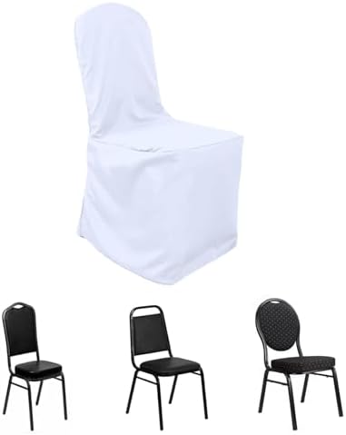 Efavormart 30 PCS Round Top White Polyester Banquet Chair Covers Linen Dinning Chair slipcover for Wedding Party Event Catering by efavormart