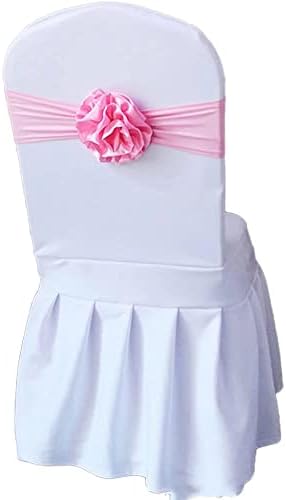Spandex Stretch Flower Chair Sashes Chair Bands Polyester Bows for Party Hotel Wedding Banquets Decoration （Pink 6 PCS） by LIZIMI