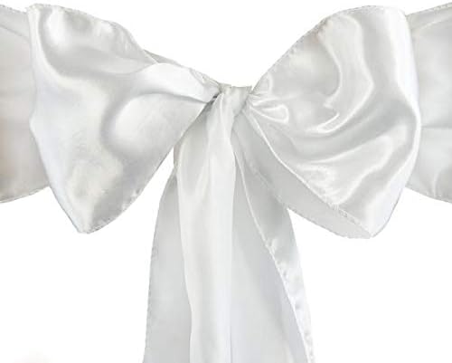 Balsa Circle 25 White Satin Elegant Chair Cover Bows Sashes Wedding Banquet Decorations Party Supplies Engagement Events Reception by BalsaCircle
