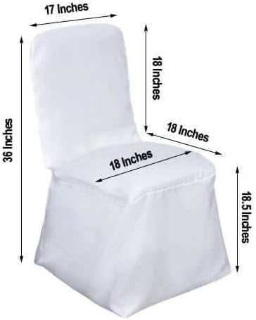 Efavormart 40 PCS White Polyester Square Top Banquet Chair Covers, Reusable or 1x Use Chair Covers - Image 3