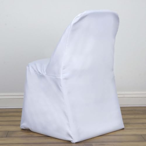 Efavormart 50 PCS White Linen Polyester Folding Chair Covers for Dining Chairs Party Wedding Banquet Outdoor Event Catering Slipcovers - Image 3