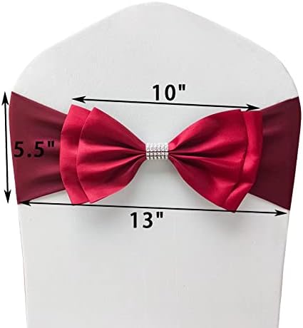 6 PCS Double Bows Stretch Chair Sashes, for Wedding Party Chair Cover Decoration, Spandex Stretch Chairs Bands (Pack of 6 Burgundy) - Image 6