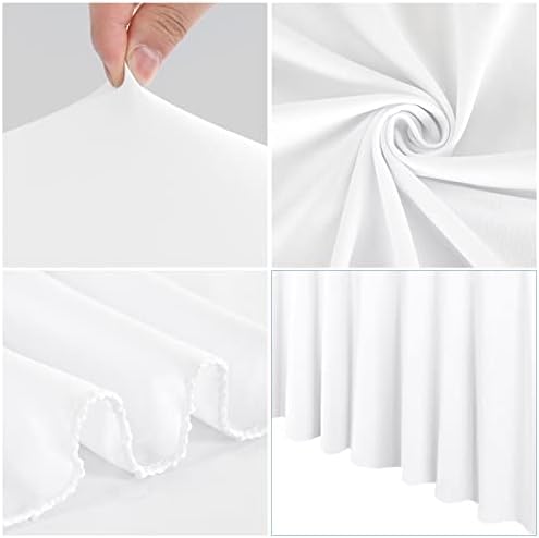 4 Pack White Spandex Table Skirts for 8 Ft Rectangular Tables - Image 4