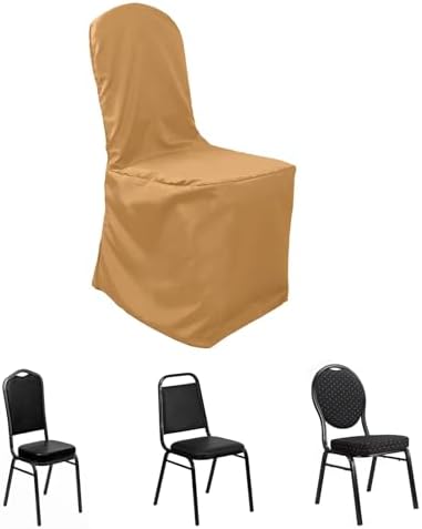 Efavormart 100PCS Round Top Gold Polyester Banquet Chair Covers Linen Dinning Chair slipcover for Wedding Party Event Catering by efavormart
