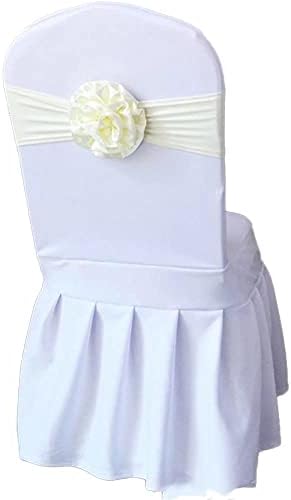 Spandex Stretch Flower Chair Sashes Chair Bands Polyester Bows for Party Hotel Wedding Banquets Decoration （White 50 PCS） by LIZIMI