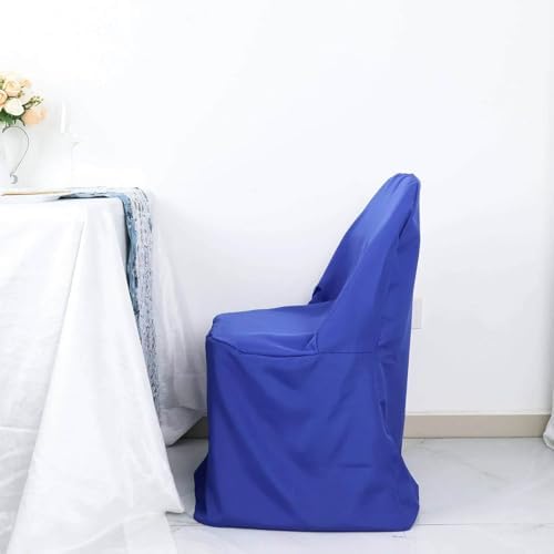 Efavormart 10 Pack Royal Blue Linen Polyester Folding Chair Covers for Dining Chairs Party Wedding Banquet Outdoor Event Catering Slipcovers - Image 6