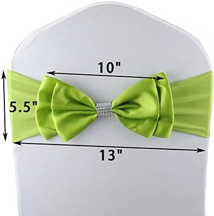 50 PCS Double Bows Stretch Chair Sashes, for Wedding Party Chair Cover Decoration, Spandex Stretch Chairs Bands (Pack of 50 Grass Green) - Image 6