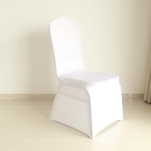 30 80 100Pieces White Wedding Chair Covers Stretch Polyester Spandex for Wedding Party Banquet Seat Covers (Thick White, 4PCS) - Image 4