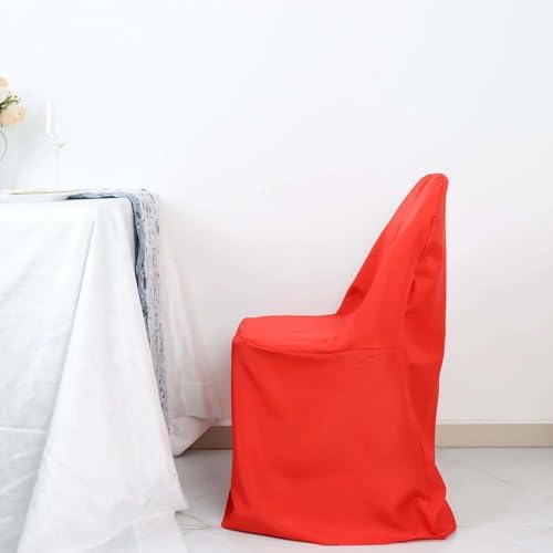 Efavormart 10 Pack Red Linen Polyester Folding Chair Covers for Dining Chairs Party Wedding Banquet Outdoor Event Catering Slipcovers - Image 6