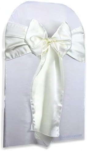 150 pcs Ivory 108"x8" Satin Bow Sash Chair Cover Decoration | Elegant satin chair bow sashes, perfect for weddings, receptions, banquets, & parties. Reusable & washable. - Image 7