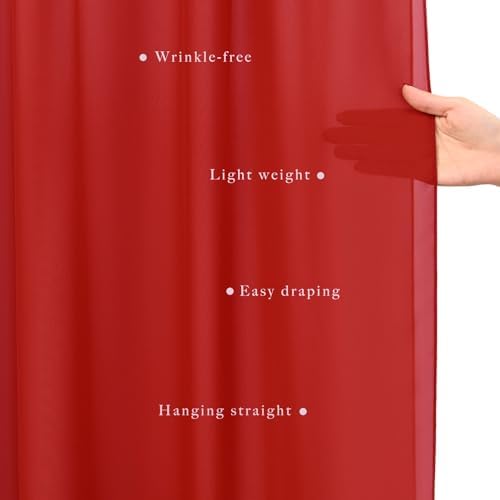 20Ft Length x 28" Width 4 Panels Wedding Arch Draping Fabric Red Arch Drapes Chiffon Fabric Sheer Curtains Backdrop for Party Decor Wedding Bridal Ceremony Ceiling Stage Reception Decorations - Image 5