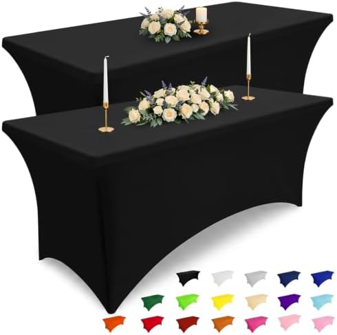 Smiry 10 Pack Spandex Table Cloth 6FT, Elastic Fitted Black Tablecloth by Smiry