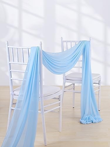 Chiffon Wedding Arch Draping Fabric Light Blue 6 Panels 6 Yards Long Romantic Curtain Backdrops for Baby Shower Party Decorations - Image 6