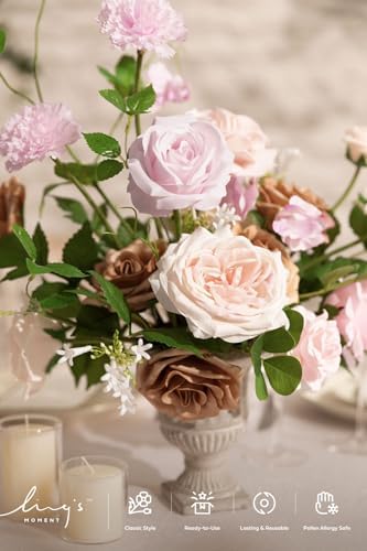 Ling's moment Fake Flowers Box, Powder Pink & Sand Beige Deluxe Combo - Image 3