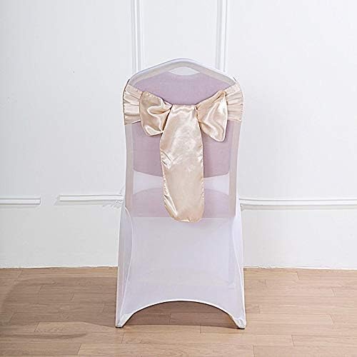 Balsa Circle 50 Beige Satin Elegant Chair Cover Bows Sashes Wedding Banquet Decorations Party Supplies Engagement Events Reception - Image 2