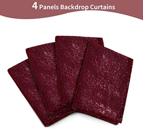 Burgundy Sequin Backdrop 4 Pcs 2ftx8ft Glitter Backdrop Curtains Birthday Party Decoration Photography Backgrounds Fabric Backdrop - Image 6