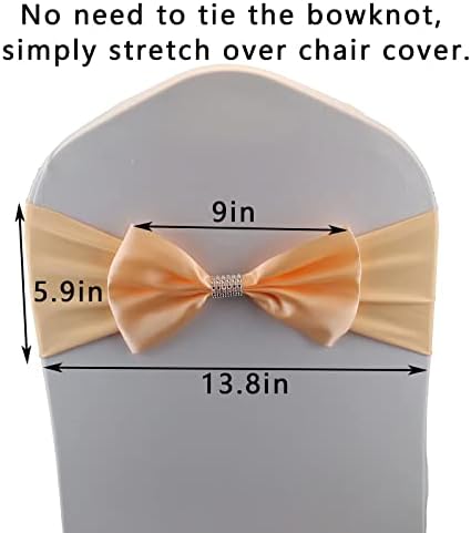 50 PCS Bows Stretch Chair Sashes, for Wedding Party Chair Cover Decoration, Spandex Stretch Chairs Bands (Pack of 50 Champagne Pink - Image 3