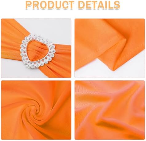 Pack of 30 Spandex Chair Sashes Bows Stretch Chair Cover Band with Buckle Slider Universal Elastic Chair Ties for Wedding Banquet Party Event Decoration (Orange) - Image 3