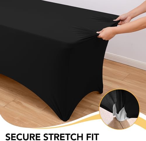 6-Pack Premium Black Spandex Tablecloths for 8ft Rectangle Tables - Image 3